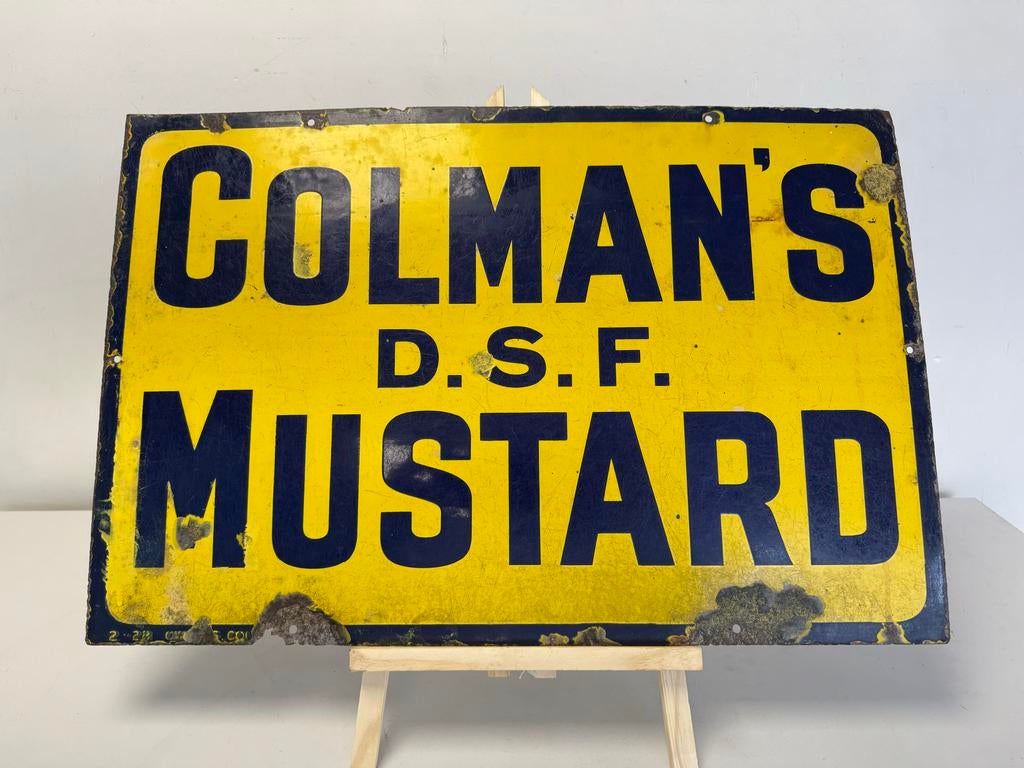 Colman's D.S.F. Mustard emaille reclamebord, Verzamelen, Ophalen, Gebruikt, Reclamebord