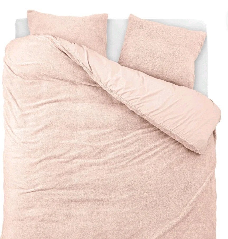 Fresh&co Zacht Roze Teddy Dekbedovertrek 140x200/220, Huis en Inrichting, Slaapkamer | Beddengoed, Anti-allergisch, Eenpersoons