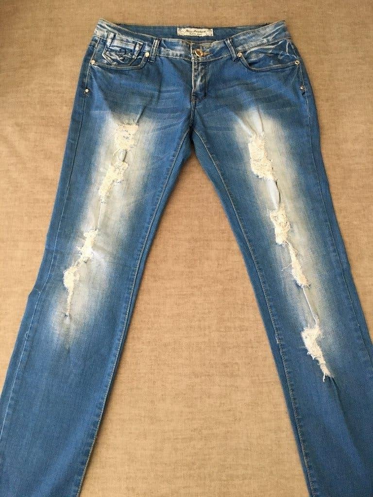 Hele mooie lichtblauwe Denim Jeans MISS AZZURRA mt.F33, Verzenden, Zo goed als nieuw, Blauw, W33 - W36 (confectie 42/44)
