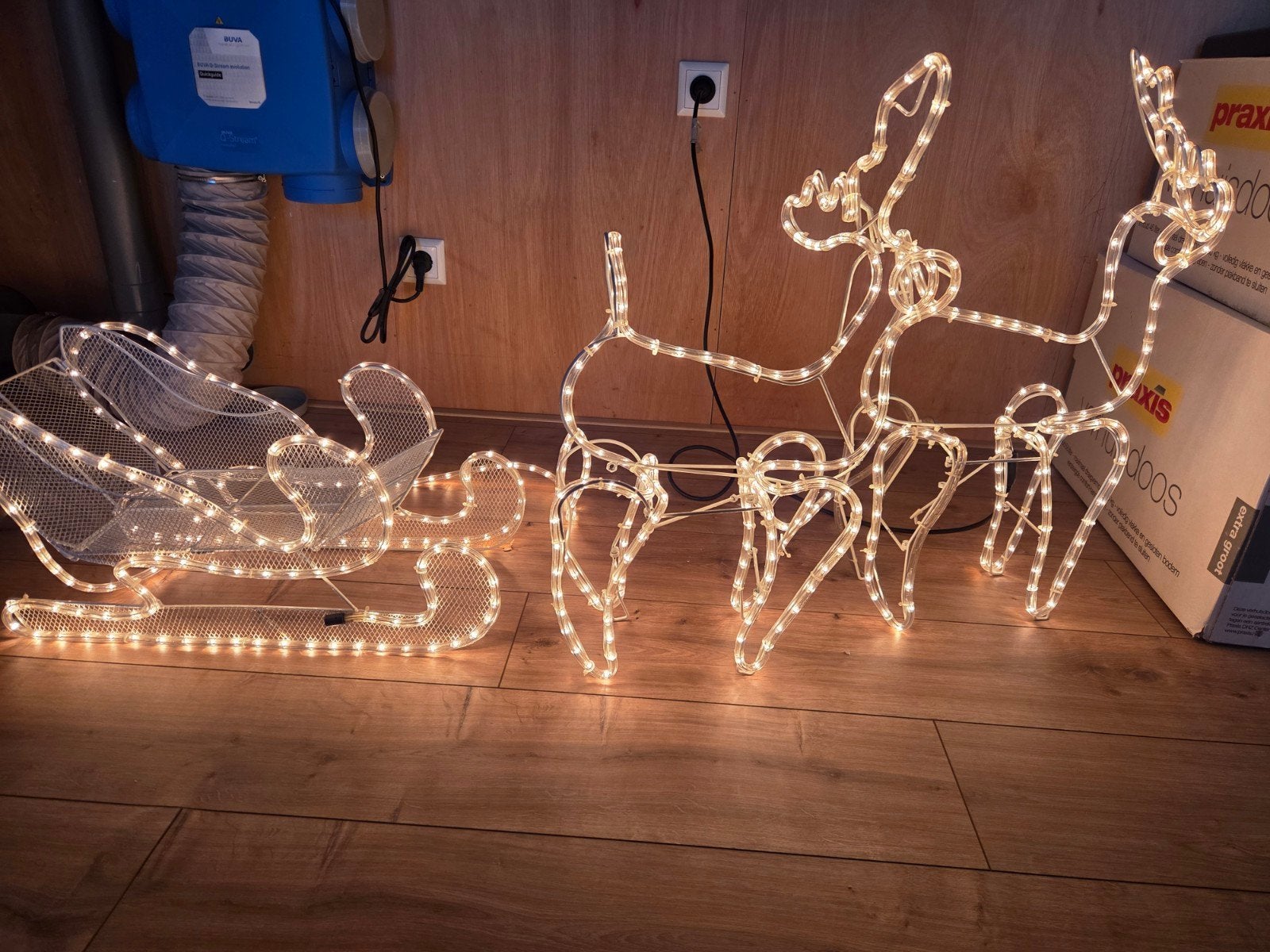 verlichte kerst arreslee met 2 rendieren, Ophalen of Verzenden, Gebruikt