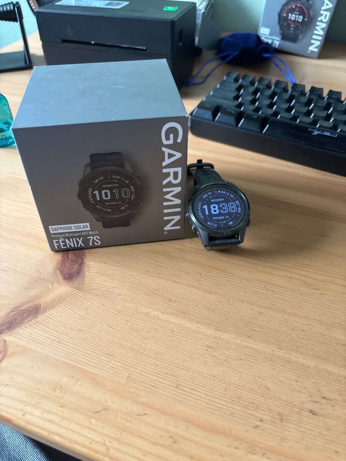 Garmin Fenix 7S Sapphire Solar - Goed, Gebruikt, Verzenden, Zwart, Waterdicht