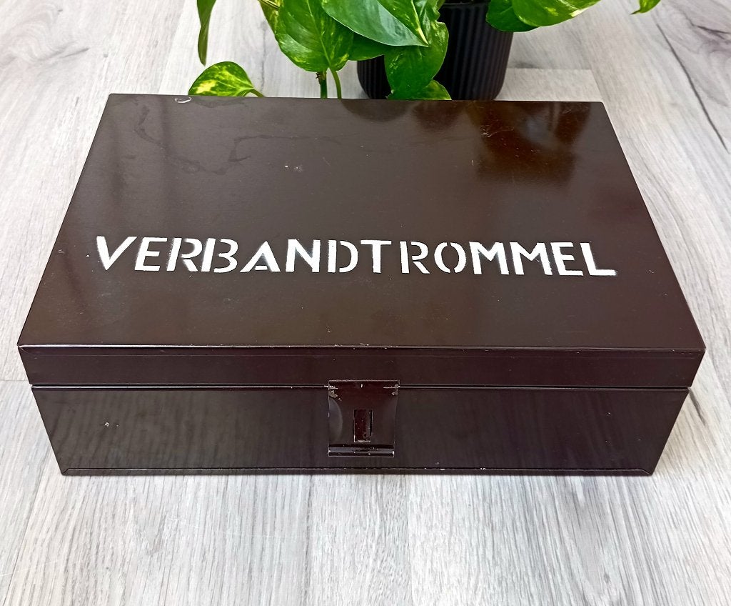 oude bruine verbandtrommel met vakken, Verzenden, Gebruikt, Overige