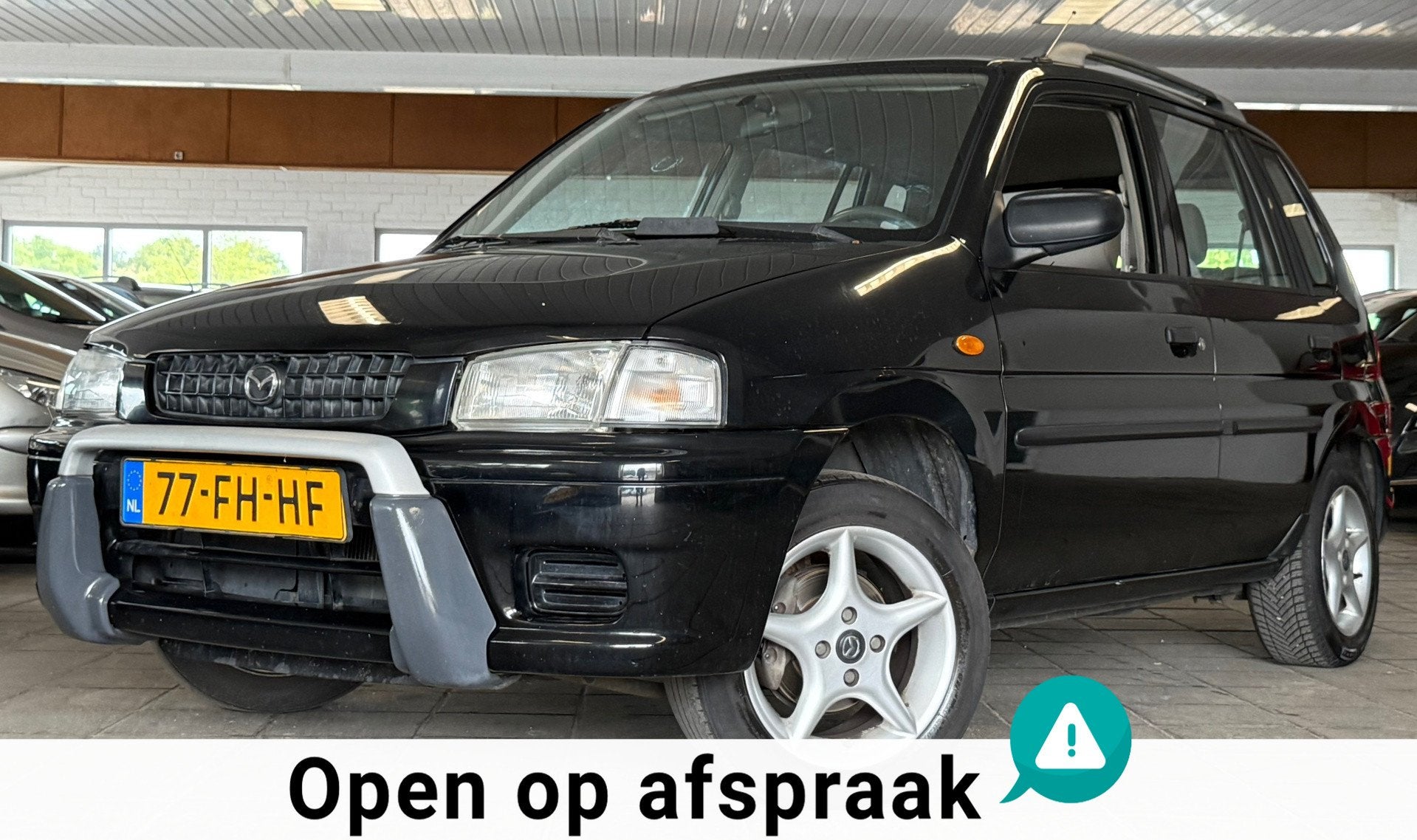 Mazda Demio 1.3 GLX|NAP|NweAPK|Trekhaak|Elekramen|LMV|Blueto, Auto's, Mazda, Zwart, Bedrijf, 1324 cc, 900 kg