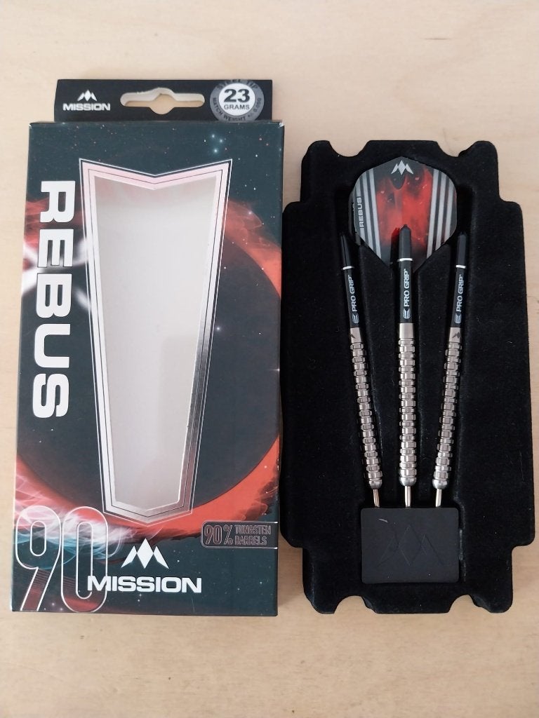 Mission Rebus M3 darts, 23 gram, 90%, Ophalen of Verzenden, Gebruikt, Pijlen
