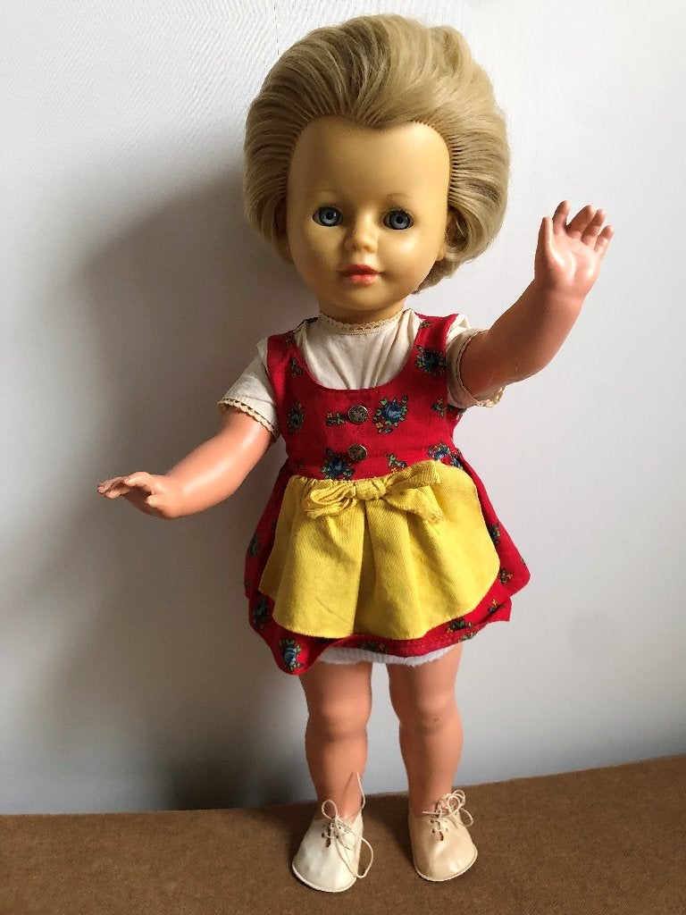 Vintage Duitse Sprekende Pop Chatting Cathy ?? 55 cm, Ophalen of Verzenden, Gebruikt, Pop
