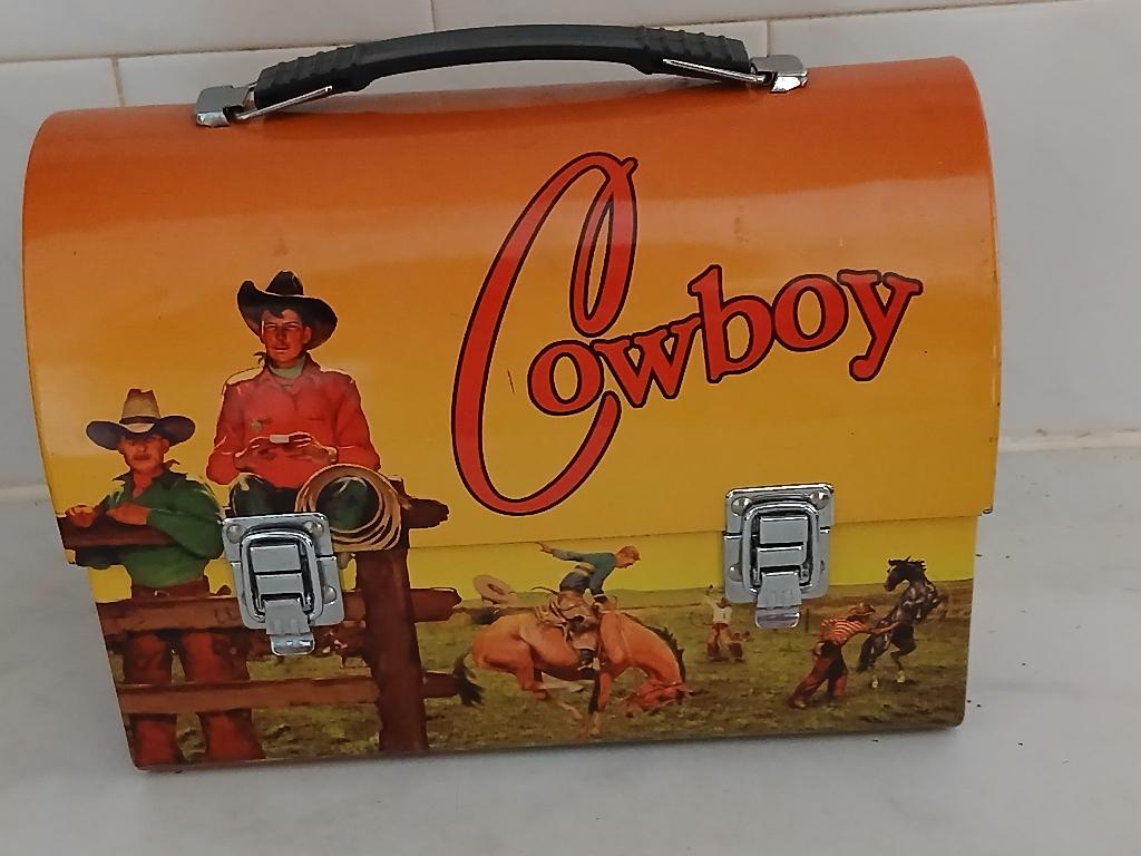 Zeldzaam Vintage Lunchtrommel Cowboy Thema, Ophalen of Verzenden