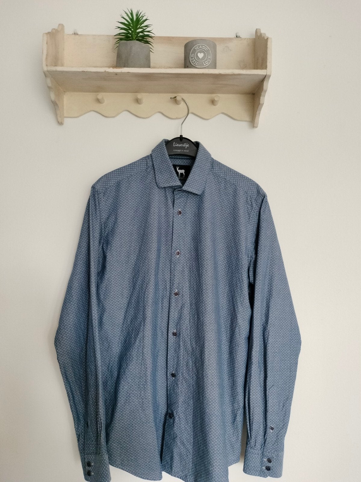 blumfontain overhemd heren maat M, Blauw, Zo goed als nieuw, Blumfontain, Halswijdte 39/40 (M)