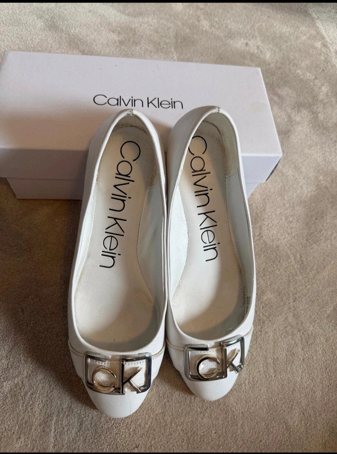Calvin Klein Ballerina's - Wit, Maat 39, Wit, Zo goed als nieuw, Calvin Klein, Ballerina's