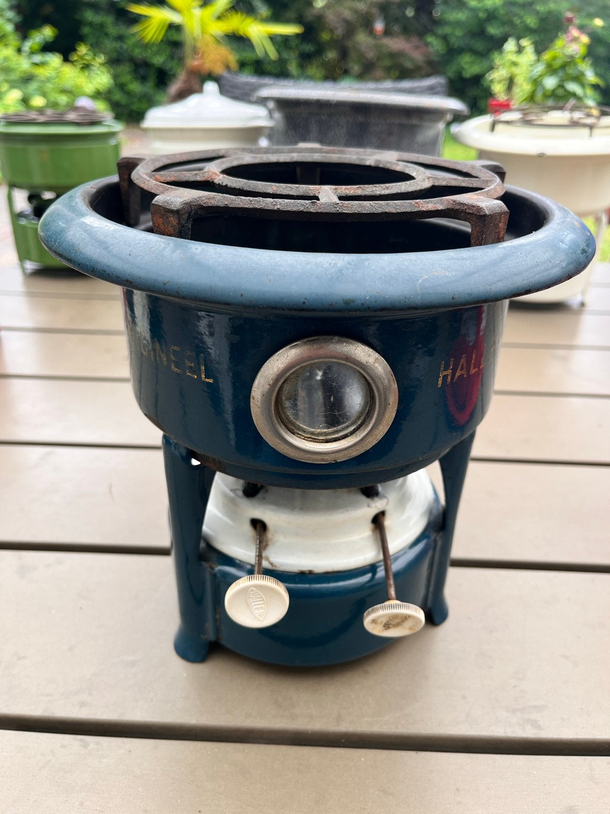 Vintage Haller Petroleum Kooktoestel - Blauw Emaille, Antiek en Kunst, Antiek | Woonaccessoires, Ophalen of Verzenden