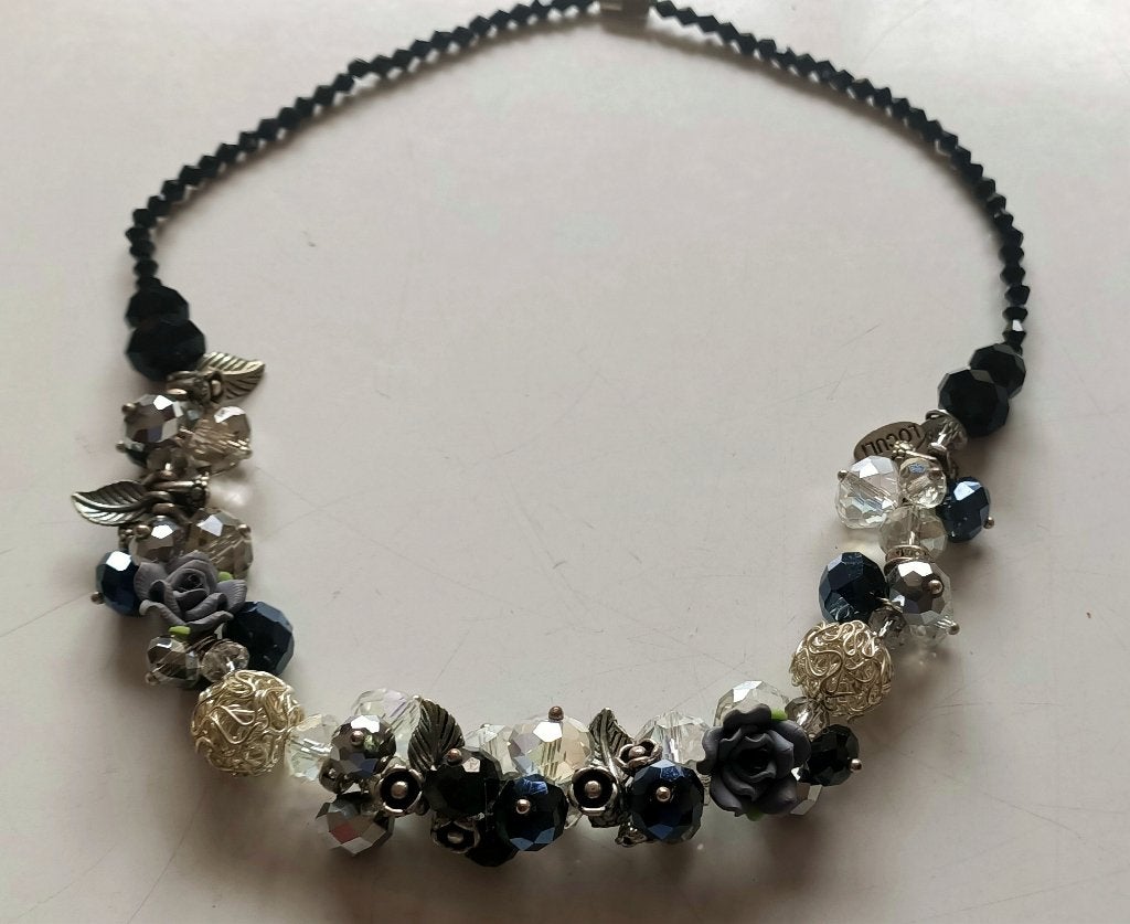 Halssieraad, ketting, Loculi, zilver/zwart, Verzenden, Zo goed als nieuw, Zilver, Overige materialen