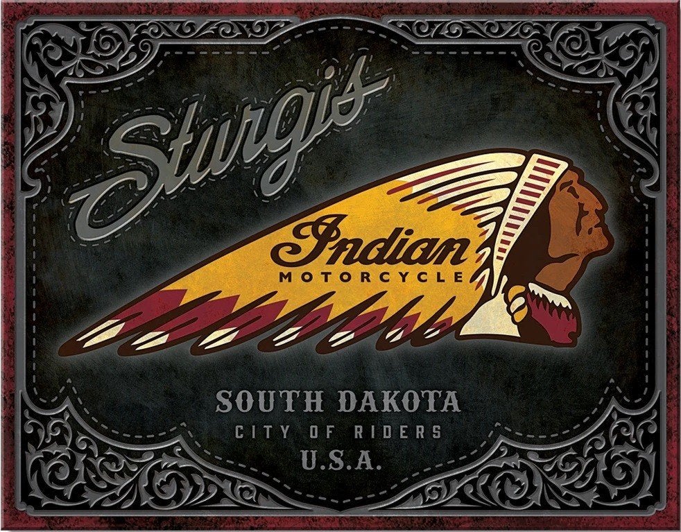 Indian Motorcycle Sturgis . Metalen wandbord 31,5 x 40,5 cm, Reclamebord, Desperate Enterprises., Nieuw, Ophalen of Verzenden