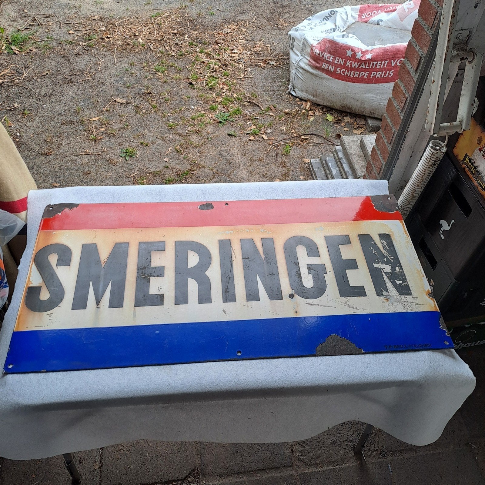 smeringen antiek emaille reclamebord 1951, Ophalen of Verzenden