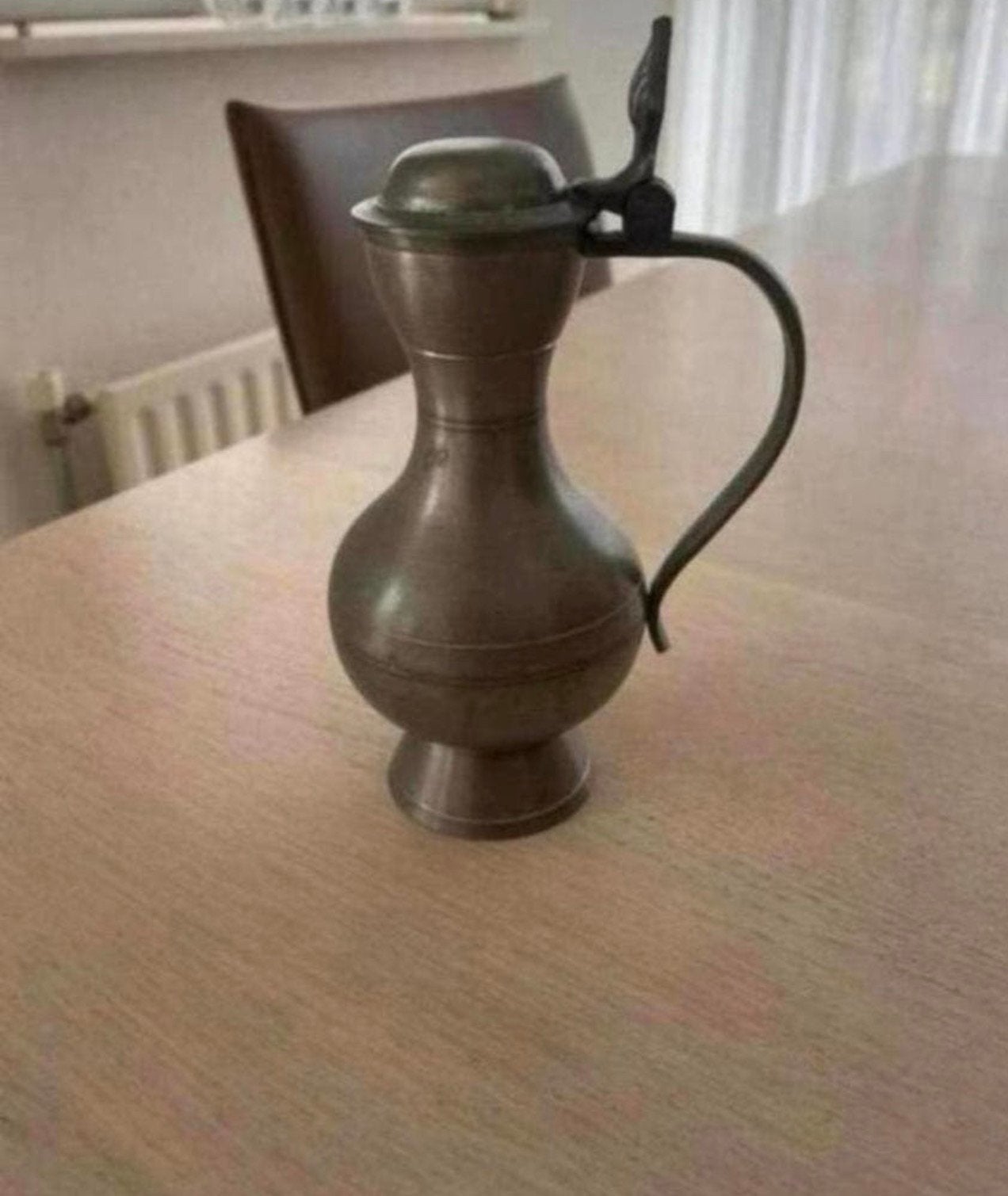 Tinnen kannetje 15 cm hoog tin 92%, Ophalen of Verzenden