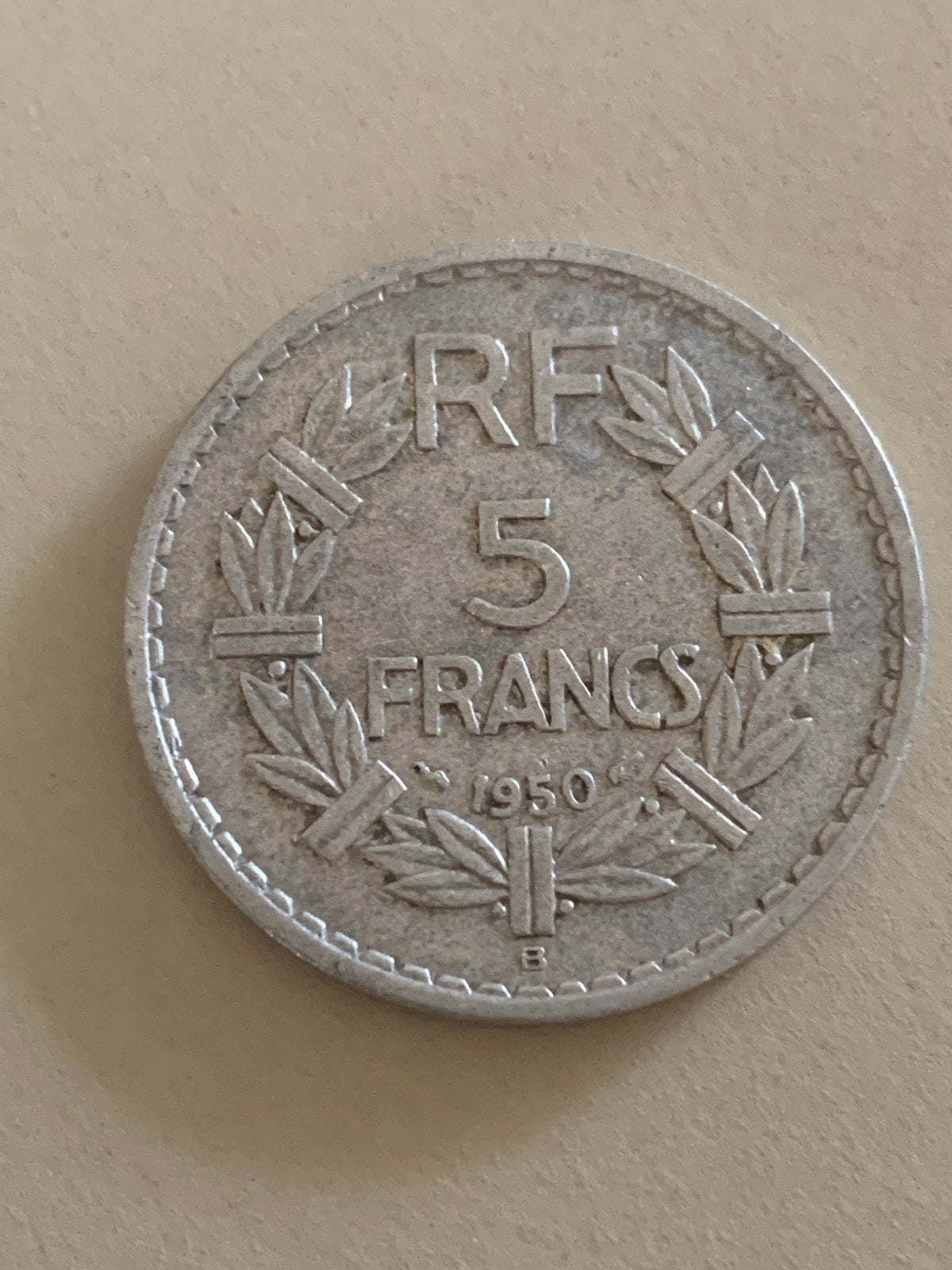 1950 B 5 FRANCS  A. Lavrillier Aluminium, Postzegels en Munten, Verzenden, Frankrijk, Losse munt