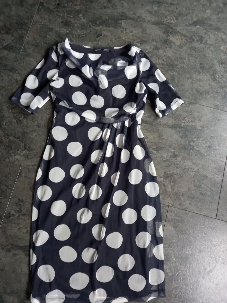 Donna Due Jurk blauwe met Witte Stippen Maat M, Maat 38/40 (M), Zwart, Ophalen of Verzenden, Zo goed als nieuw