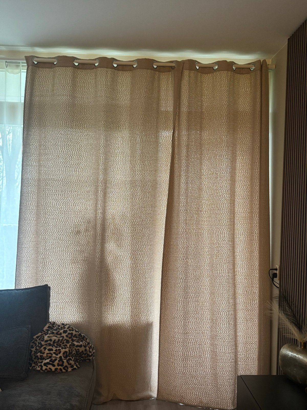 Teddy stof gordijnen 140x260 cm, Overige materialen, Verduisterend, Beige, Ophalen of Verzenden