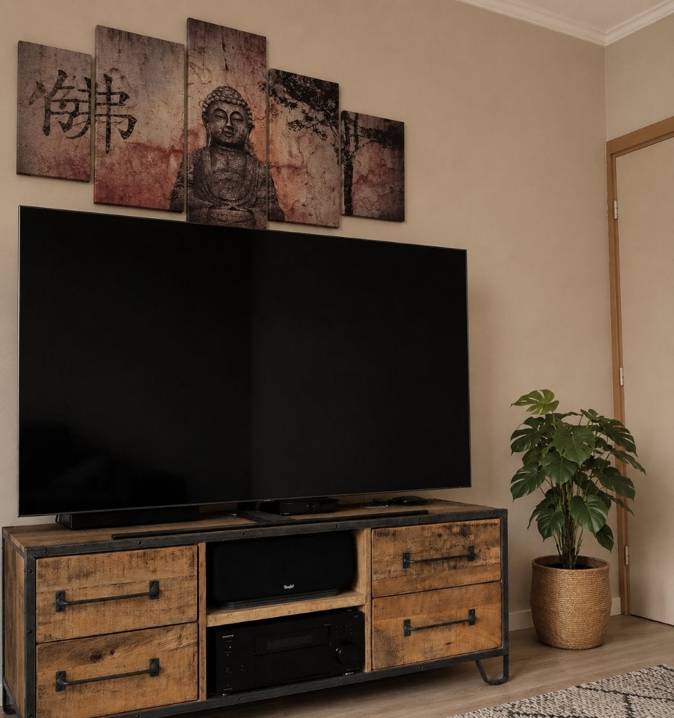 5-delig canvas schilderij buddha, Huis en Inrichting, Woonaccessoires | Schilderijen, Tekeningen en Foto's, Ophalen, 50 tot 75 cm