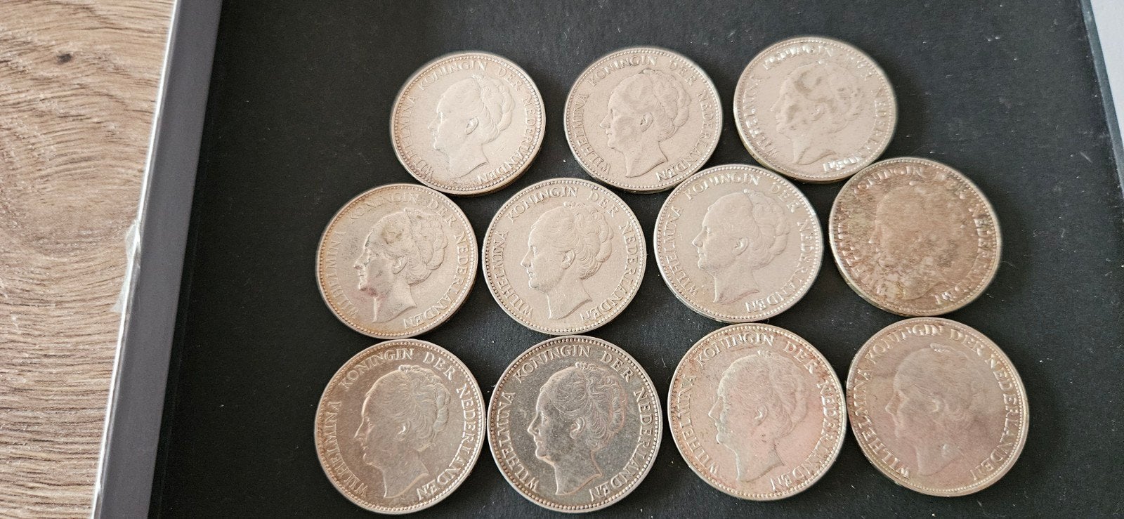 zilveren guldens wilhelmina 11 stuks van 1923 T.M.1943D, 1 gulden, Setje, Zilver, Ophalen of Verzenden