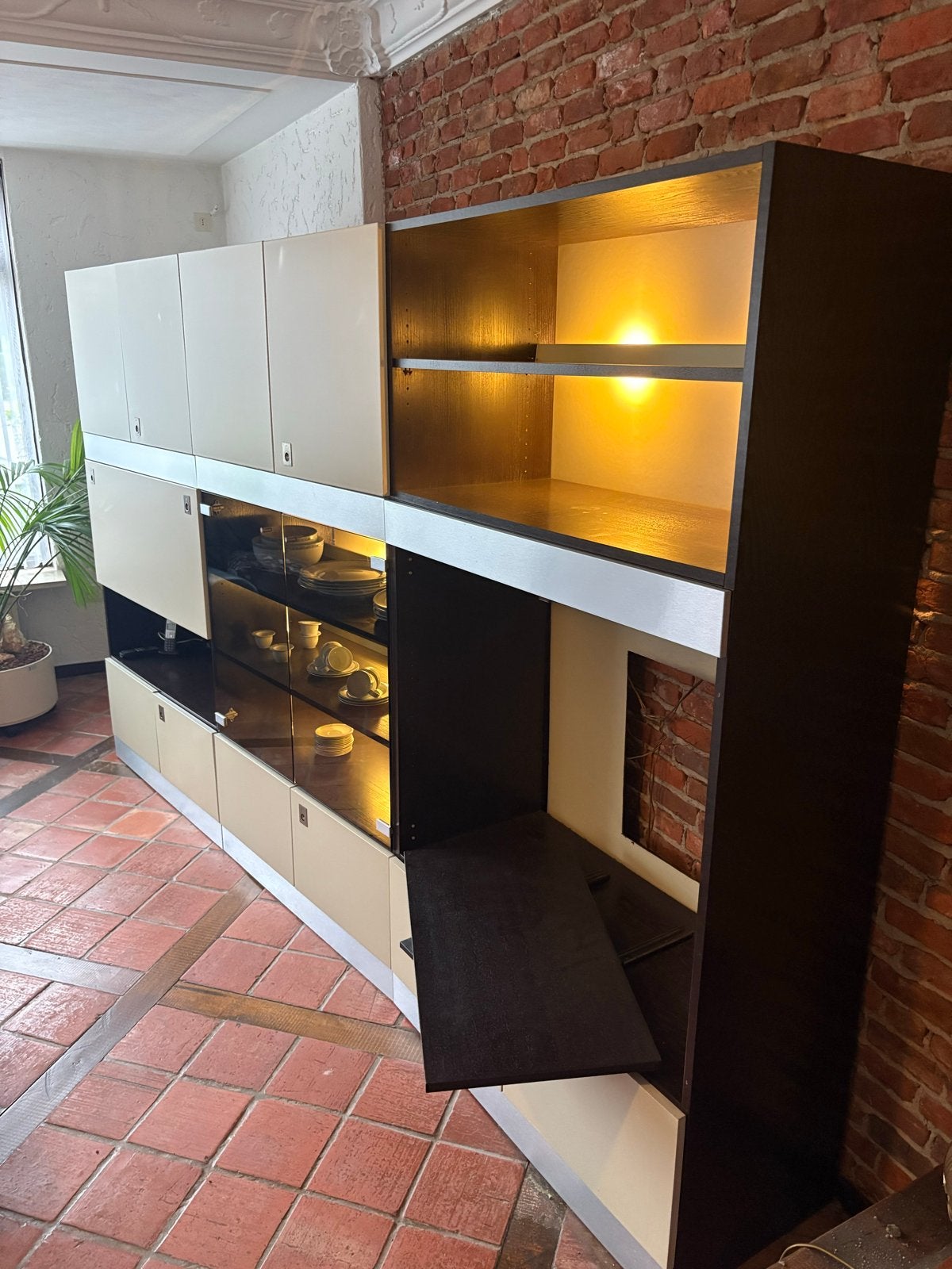 Vintage jaren 70 wandmeubel + kast - Dutch design / Hettich, 250 tot 300 cm, Gebruikt, 200 cm of meer, Ophalen of Verzenden