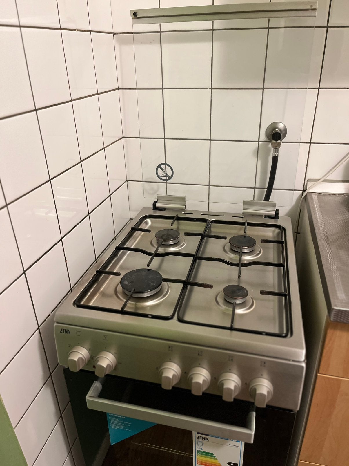 Etna FGV350RVS gasfornuis - tweedehands - goede   staat, Witgoed en Apparatuur, Fornuizen, Zo goed als nieuw, Gas, Vrijstaand