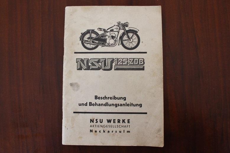 NSU 125 ZDB 1937 motorrad behandlungsanleitung instructie, Ophalen of Verzenden, Overige merken