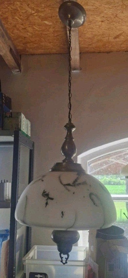 mooi tinnen lamp, Ophalen, Zo goed als nieuw, Glas