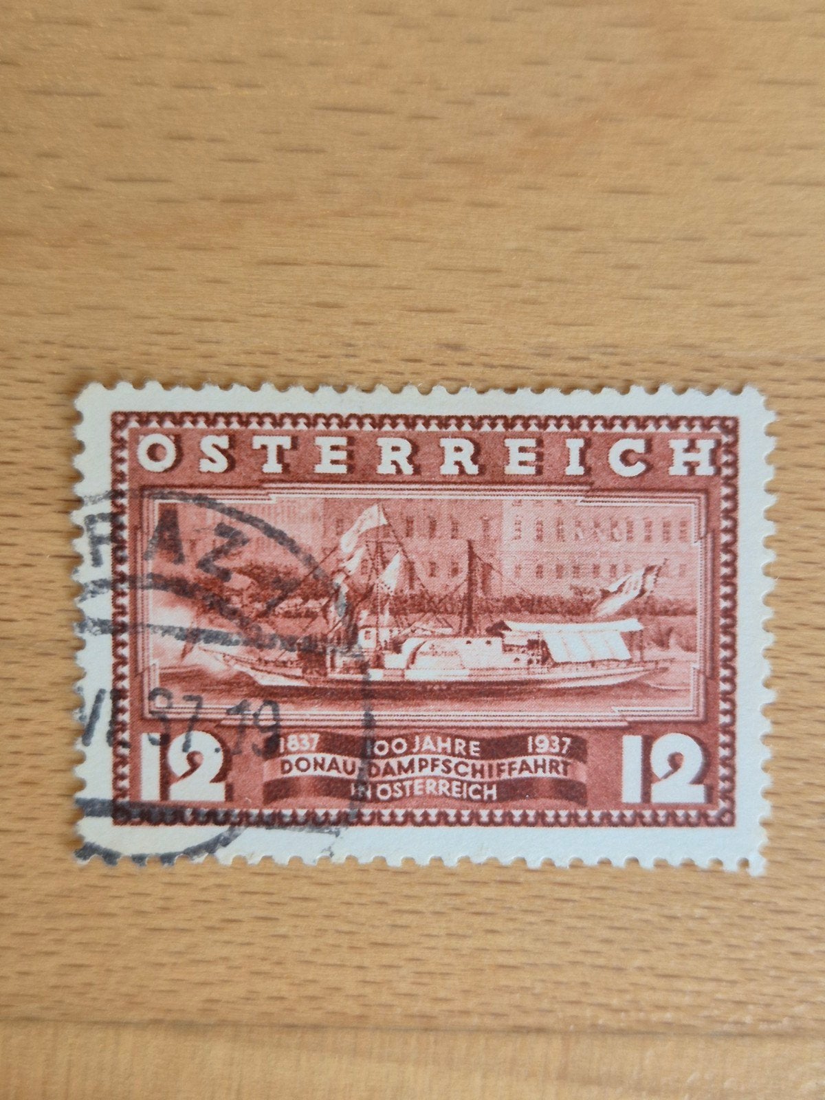 Oostenrijk 1937 stoomboot, Postzegels en Munten, Ophalen of Verzenden, Gestempeld