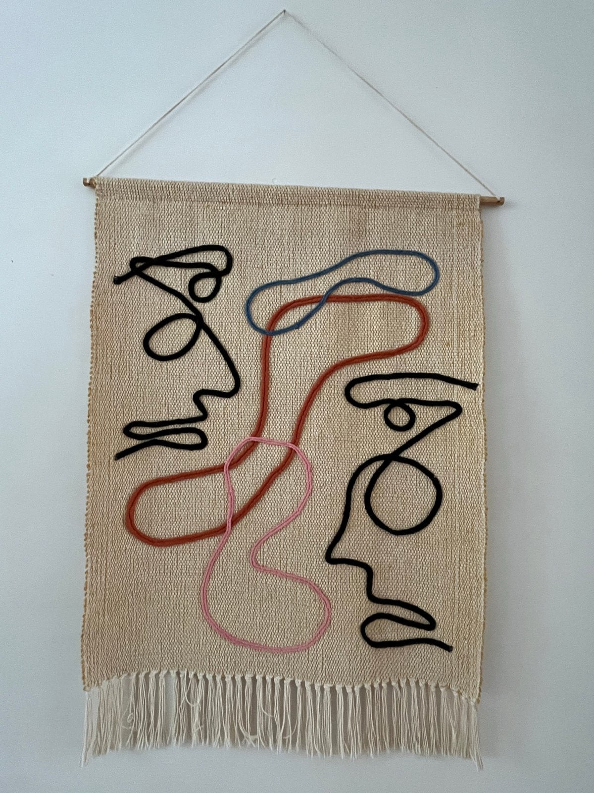 Sissy-Boy wandkleed met abstracte gezichten, Ophalen, Meerkleurig, Zo goed als nieuw, Met ophangsysteem