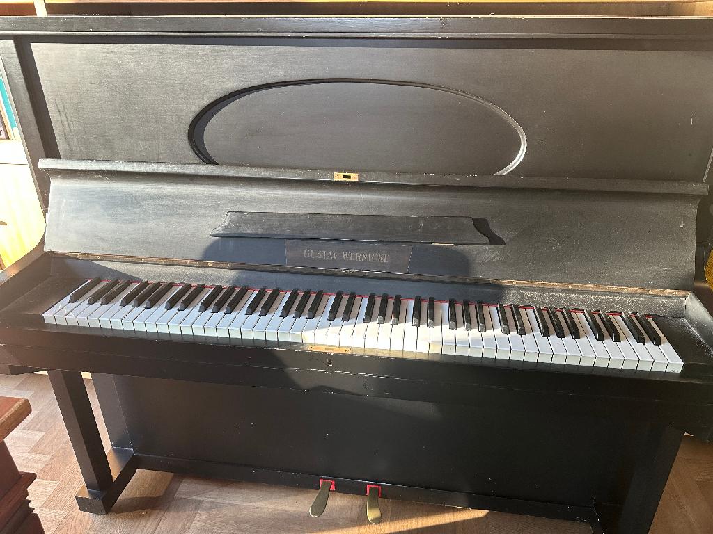 Antieke L. Schmidt – Berlin piano (ca. 1905), Muziek en Instrumenten, Piano's, Gebruikt, Piano, Zwart, Ophalen
