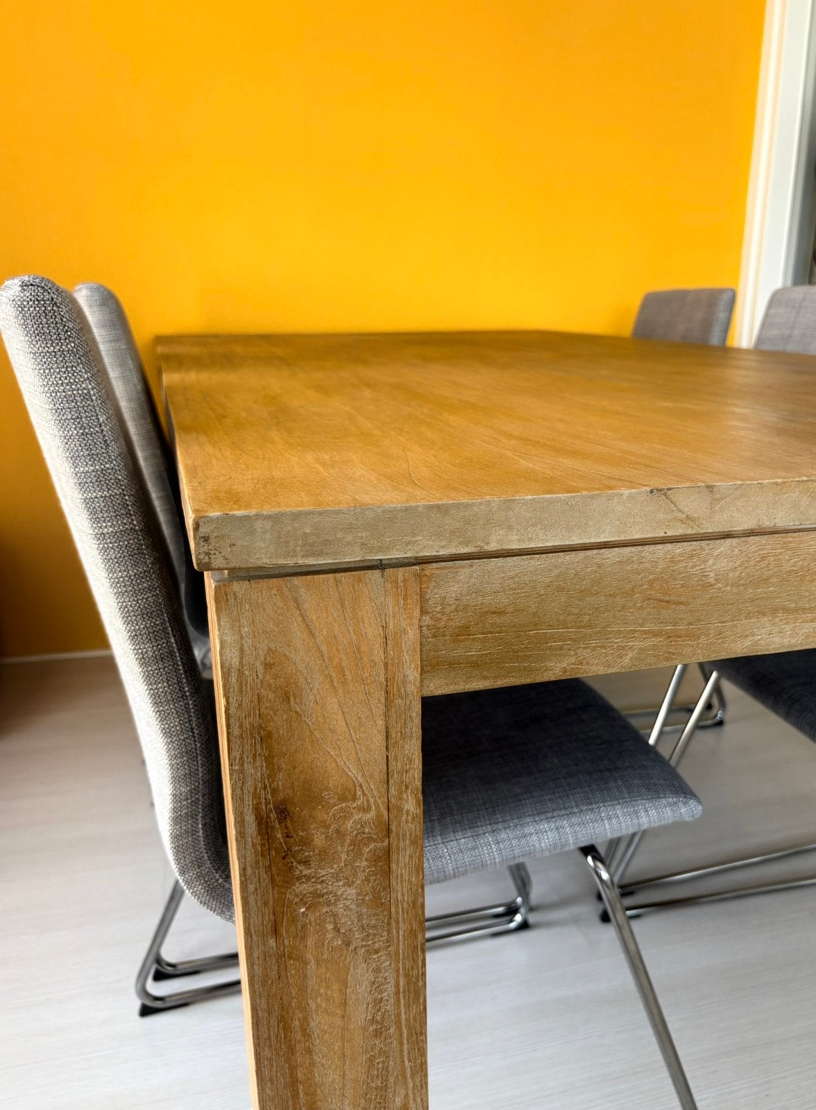 Robuuste Eetkamertafel van teakhout, 190x95x78cm, Huis en Inrichting, Tafels | Eettafels, Ophalen, Gebruikt, Teakhout, 50 tot 100 cm