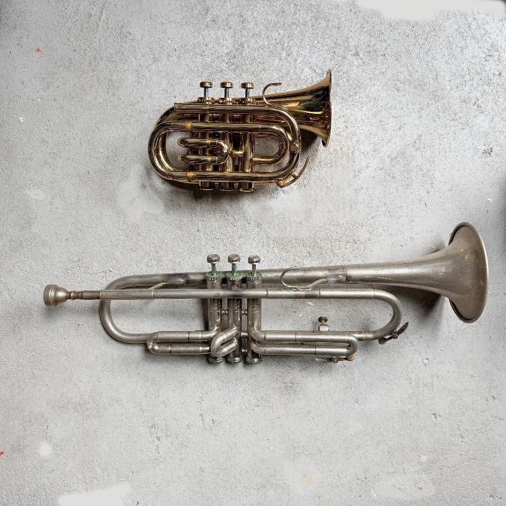 Trompetten, Muziek en Instrumenten, Blaasinstrumenten | Trompetten, Ophalen, Gebruikt, Overige typen, Met koffer