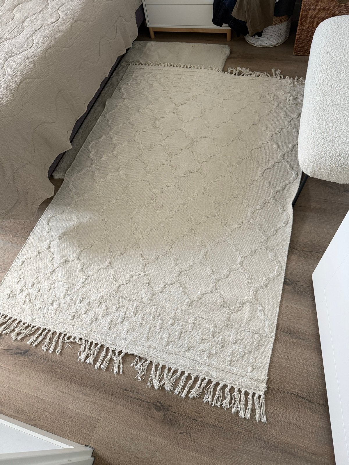 Wasbaar vloerkleed H&M Home 200x140 cm, Gebruikt, 100 tot 150 cm, Ophalen of Verzenden, Crème