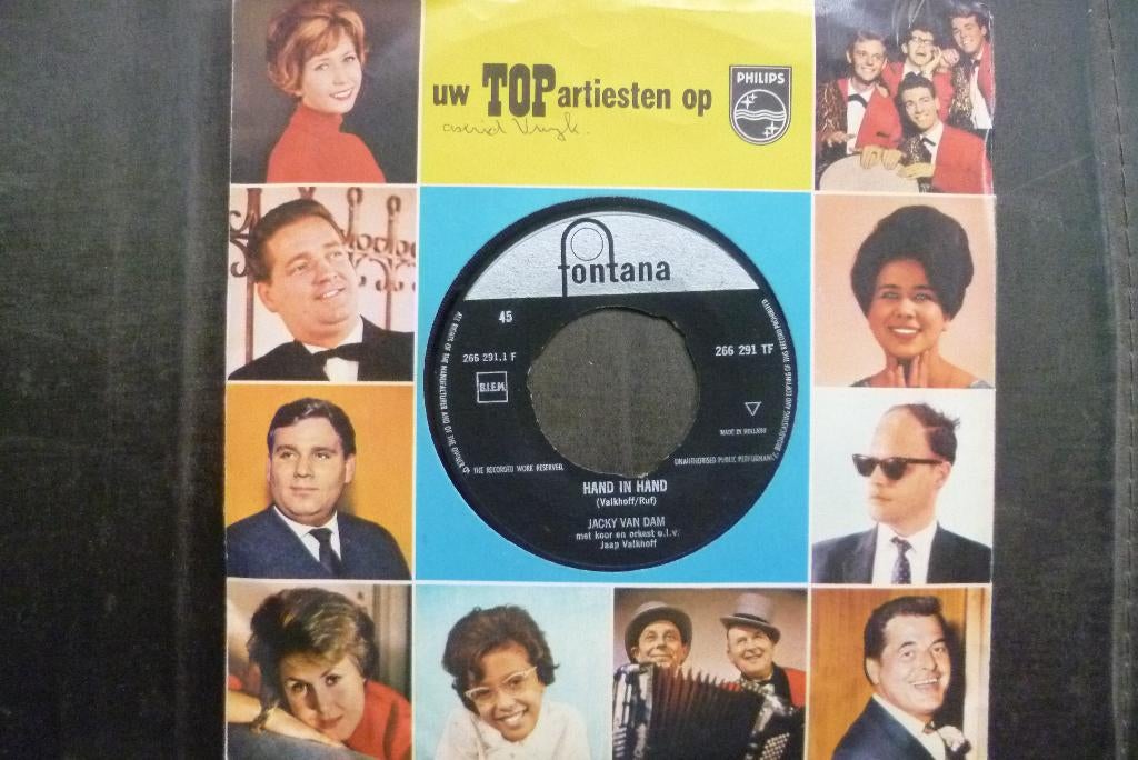 jacky van dam - hand in hand ( jaren 60 ) feijenoord, 7 inch, Single, Ophalen of Verzenden, Zo goed als nieuw