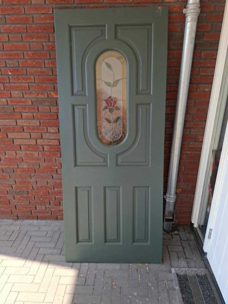 hardhouten voordeur nieuw 83,0 x201,5, Nieuw, Buitendeur, 200 tot 215 cm, Glas