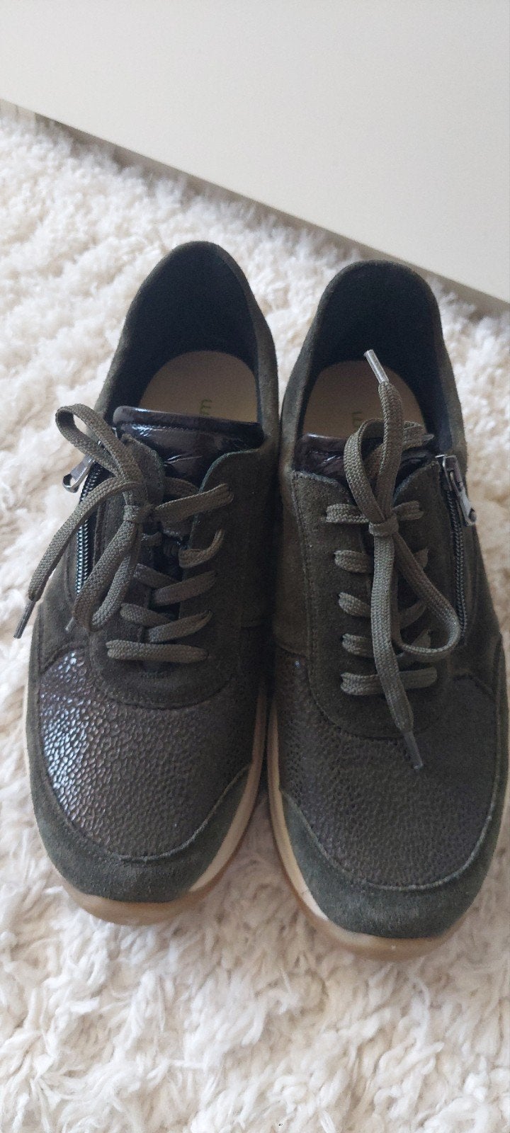 Waldläufer leren sneakers maat 40 (7) breedte K, mosgroen, Ophalen of Verzenden, Zo goed als nieuw, Groen, Sneakers of Gympen