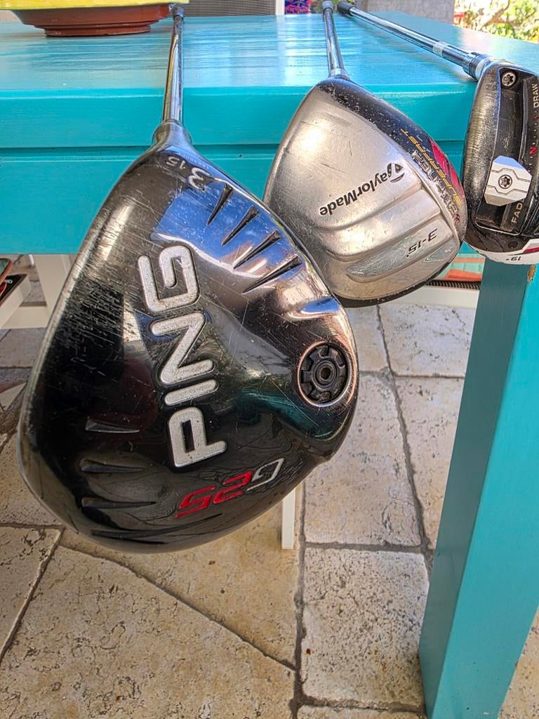 Golfclubs: Ping en Taylormade Houten 3 & 5 (3 voor 1), Ophalen of Verzenden, Gebruikt, Club, Ping