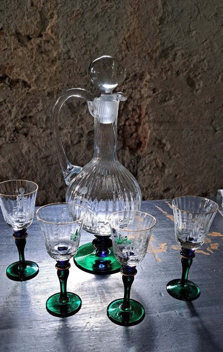 Vintage Roemeense Kristallen Karaf & glaasjes, Ophalen
