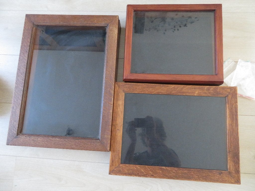 Houten vitrine kist kistje kistjes vintage curiosa eiken of, Ophalen
