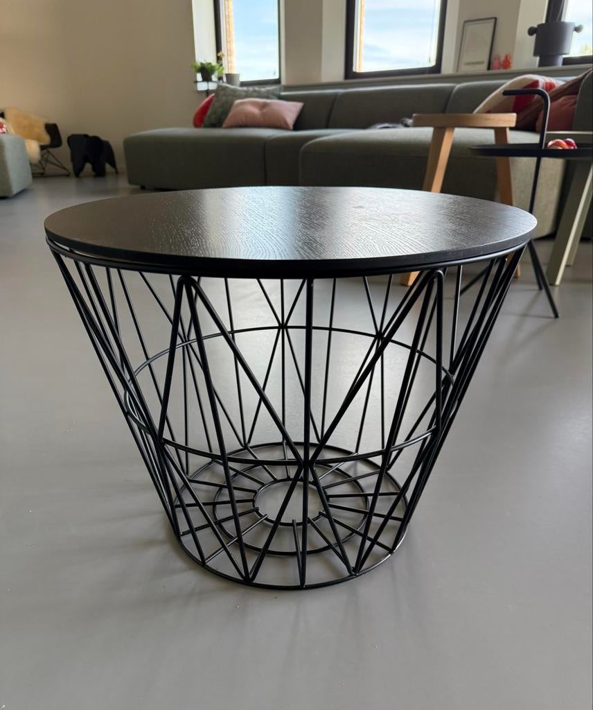 Ferm Living Wire Basket Tafeltje Zwart - Ø 50 cm, Ophalen, Minder dan 45 cm, Gebruikt, Metaal of Aluminium
