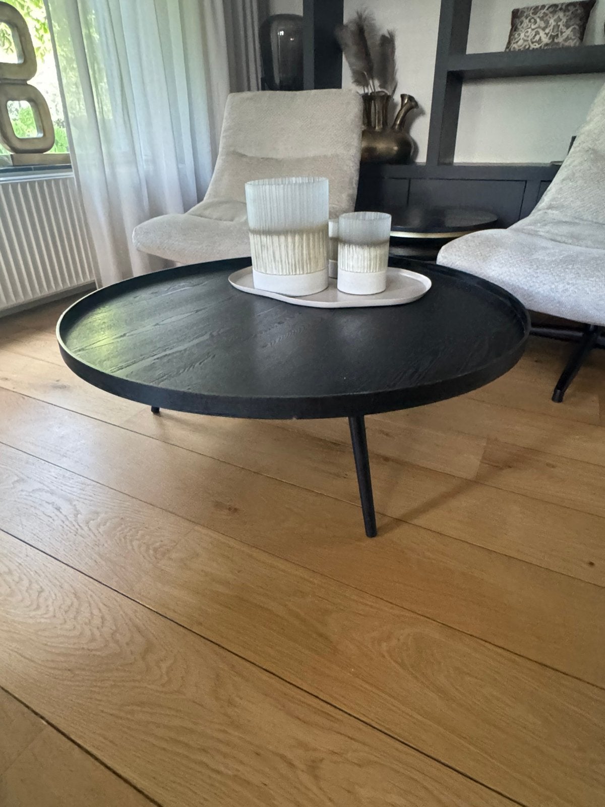 WOOOD Salontafel Mesa Zwart - Ø 100 cm, Ophalen, Zo goed als nieuw, Grenenhout, 50 tot 100 cm
