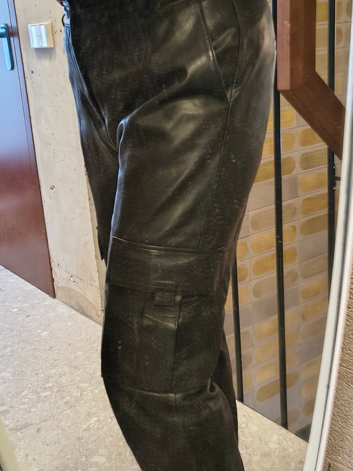 Numpf lamsleer leren broek mt 42, Ophalen of Verzenden, Zwart