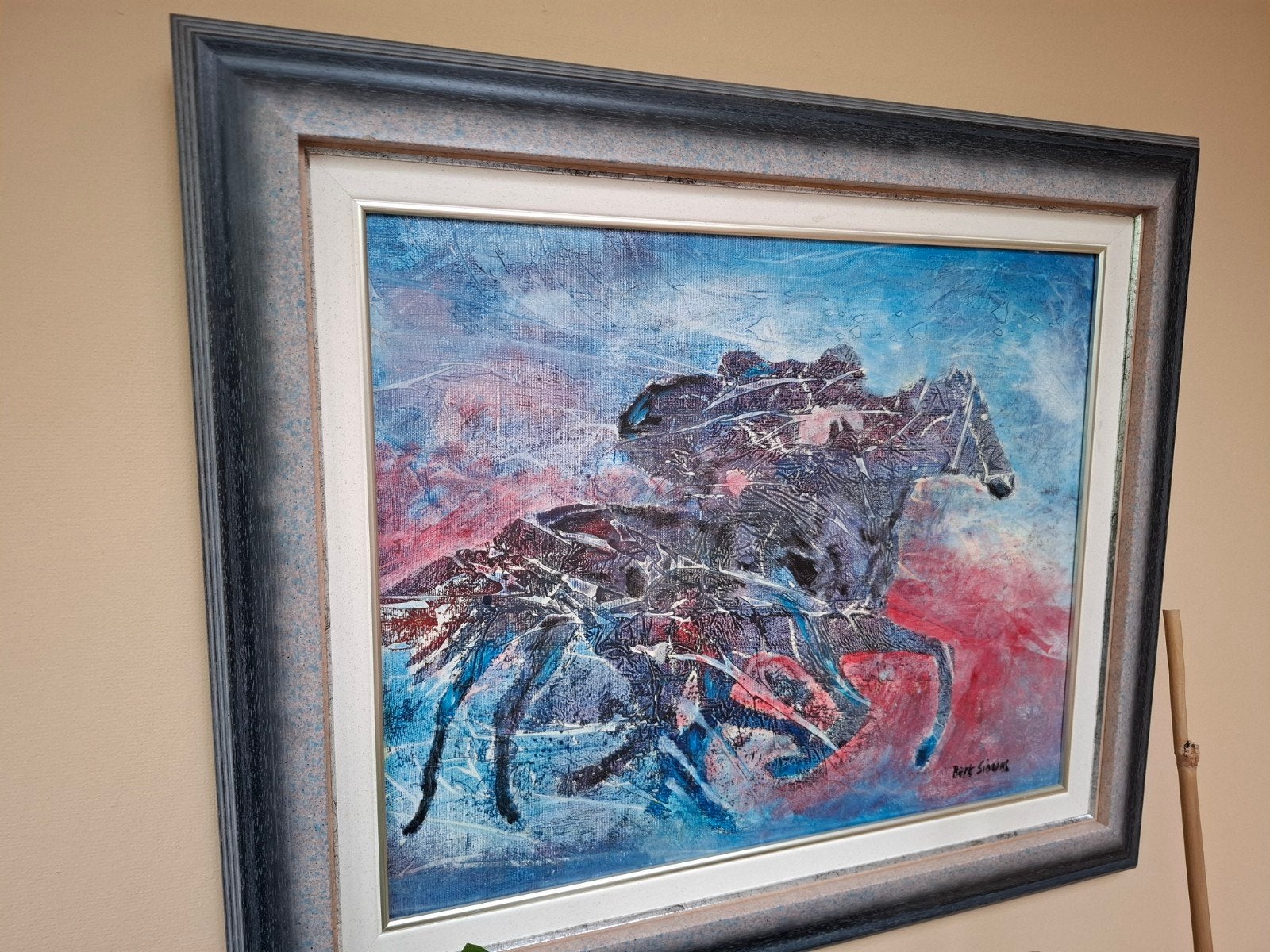 Schilderij Bert Simons - Abstract paardenrace, Ophalen of Verzenden