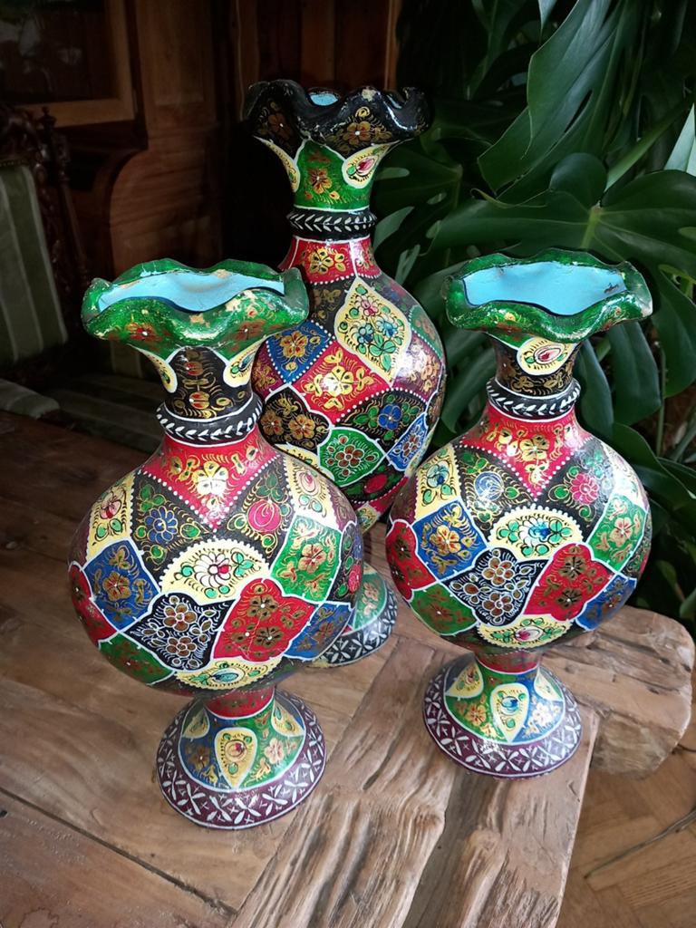 Set Antieke papier mache pronkvazen, Ophalen of Verzenden