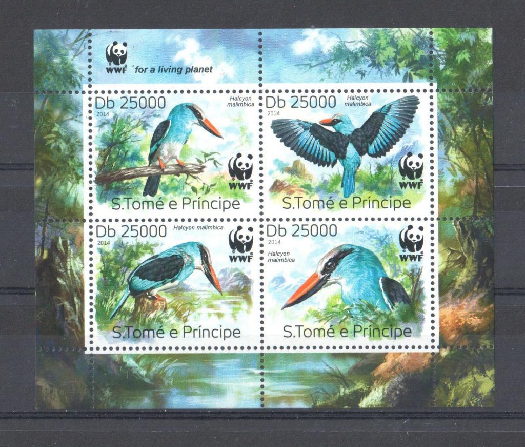 WWF postzegelblokje met postzegels van de Teugelijsvogel, Ophalen of Verzenden, Postfris, Dier of Natuur