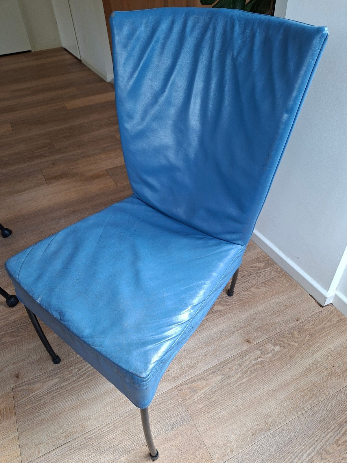 Montis Spica stoel 2x - Blauw leer, Ophalen, Gebruikt, Twee, Blauw