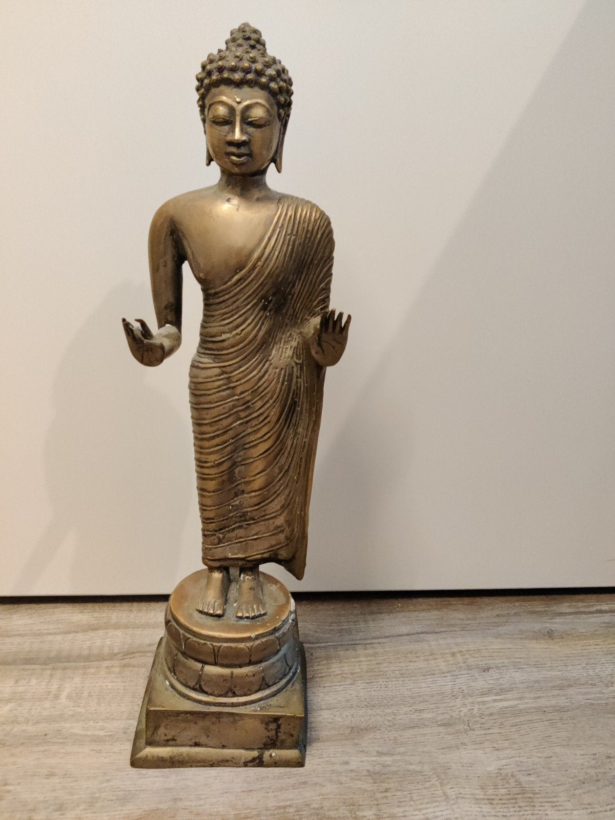 Grote verzilverde bronzen Boeddha, Zilver, Ophalen of Verzenden, Brons, 20 - 50 cm