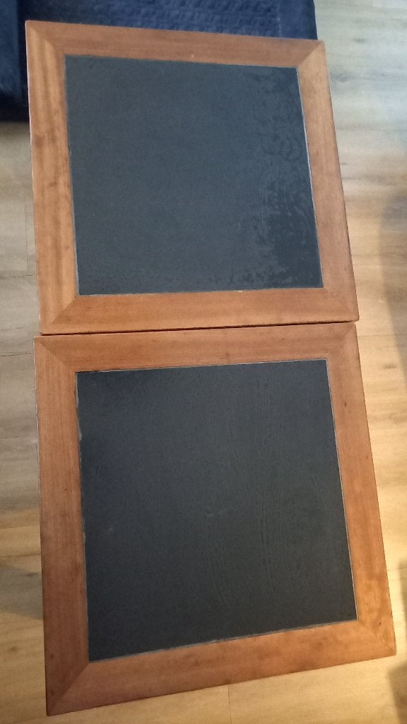 3 salontafels van hout met tegelblad, Ophalen, Gebruikt, 50 tot 100 cm, Vierkant