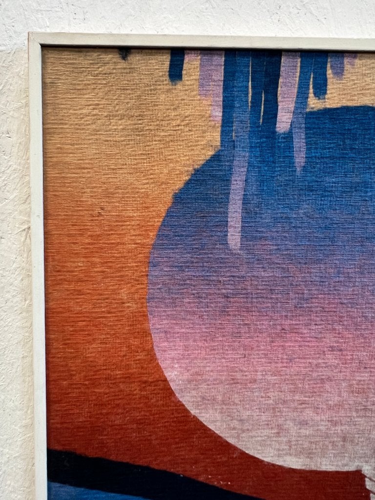 Schilderij, Ondergaande Zon, Geschilderd Op Jutte, 1980's, Ophalen, Gebruikt, Onbekend, 125 cm of meer