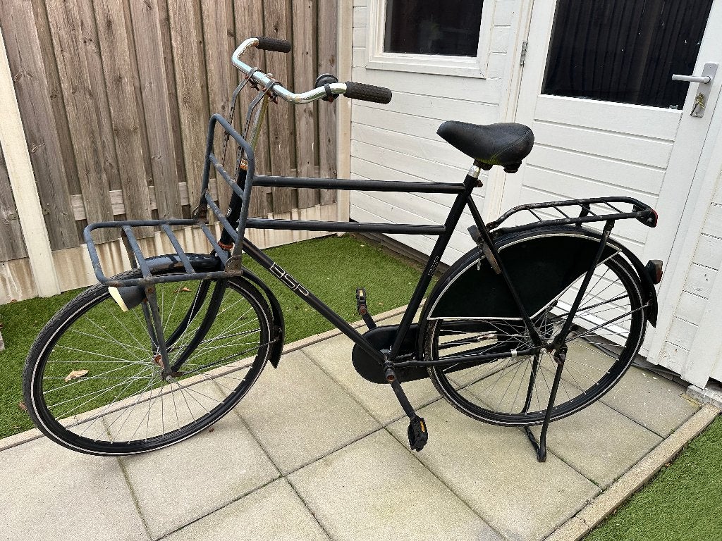 BSP transportfiets heren zwart groot verstevigd stationfiets, 65 cm of meer, Ophalen, Gebruikt, Overige merken