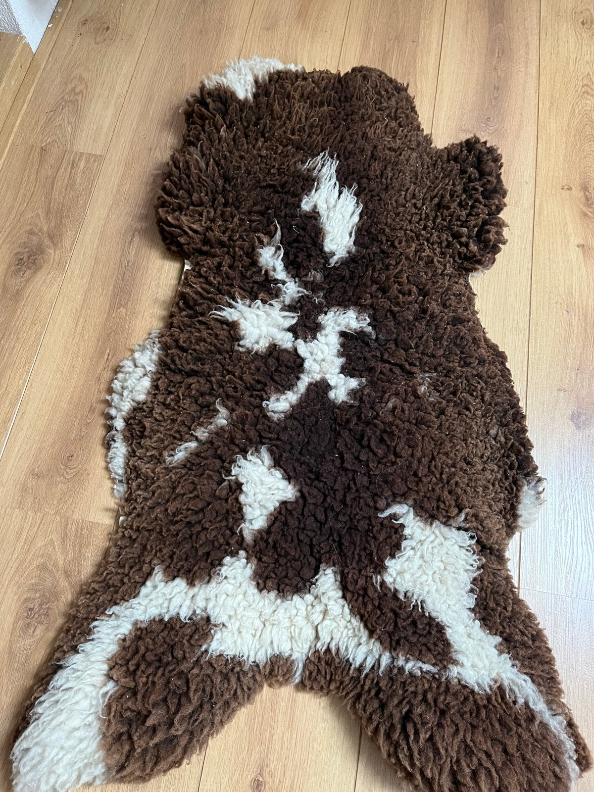 Schapenvacht bruin/wit - decoratief en warm, Ophalen, 100 tot 150 cm, Bruin, 50 tot 100 cm